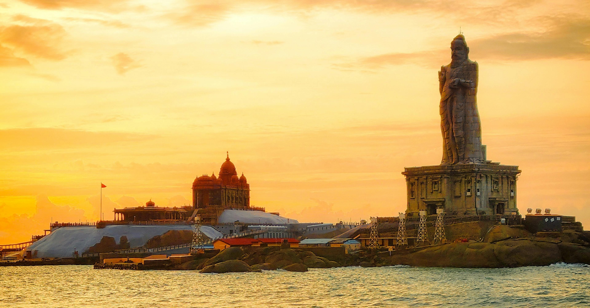 Sunrise over Hotel Sebaa Palace, Kanyakumari